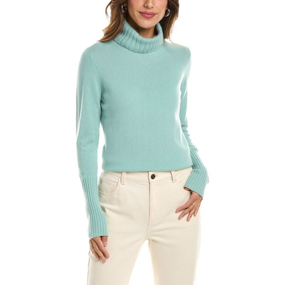 Forte Cashmere Womens  Chunky Trim Turtleneck 100% Cashmere Sweater